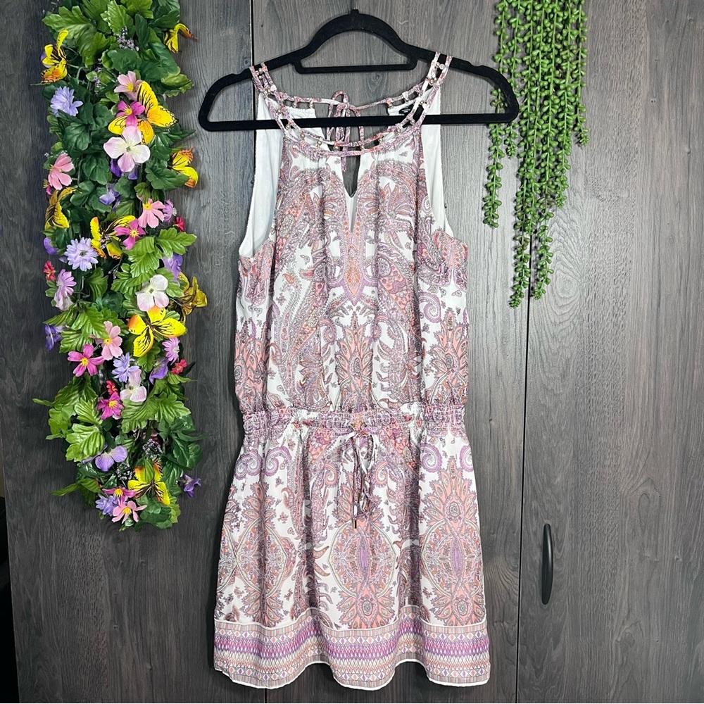 White House Black Market Sleeveless Printed Drop Waist Dress Size Medium
